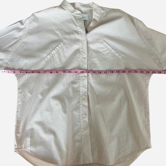 Current Elliot Pinstripe Cotton Poplin Oversized Button Down Shirt Pink NEW - Picture 7 of 7